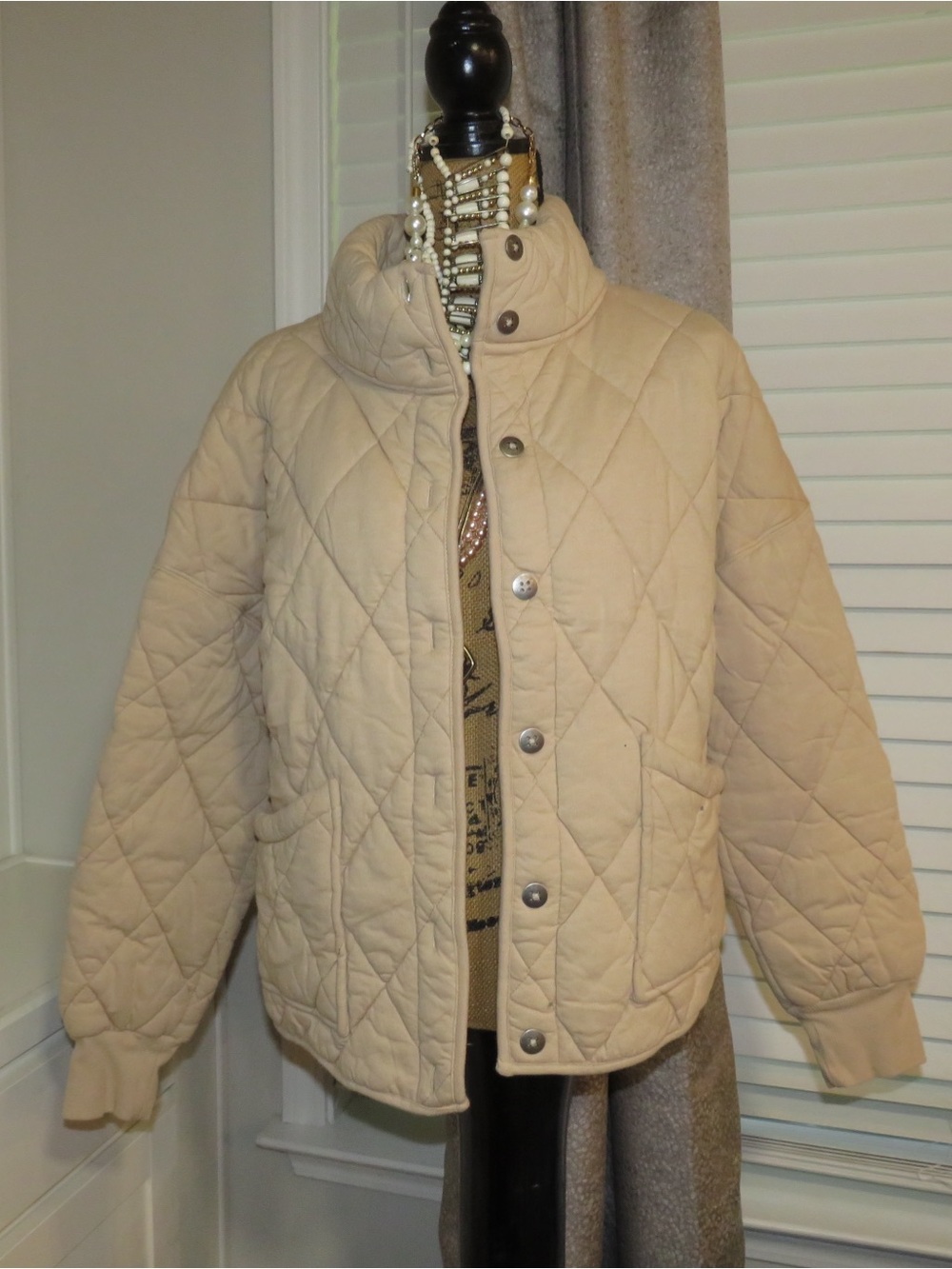 wild fable Beige Quilted Bomber Jacket